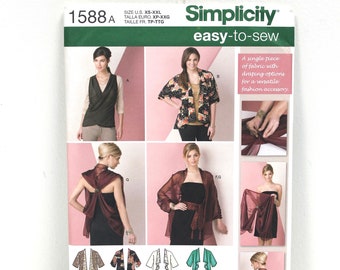Simplicity #1588 Sewing Pattern Ladies Kimono Jacket Belt Scarf Size XS-XXL