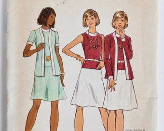 Tunic Sewing Pattern Vintage 1970s Womens Knit Dress and Top/Cardigan Size 14 Bust 36 Butterick 3080