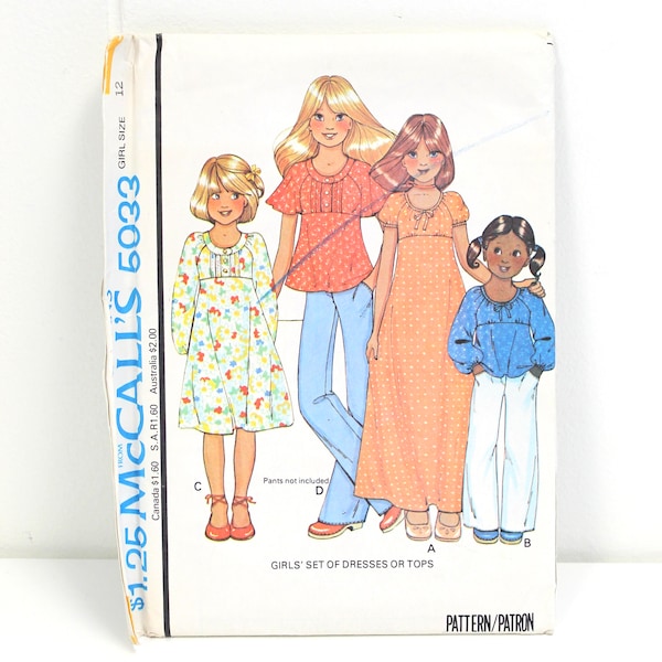 McCall's 5933; ©1978; High waisted, back zippered dresses and tops have raglan sleeves