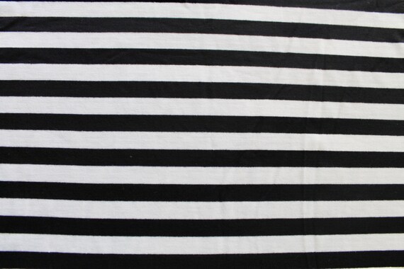Black and White Striped Knit Fabric 