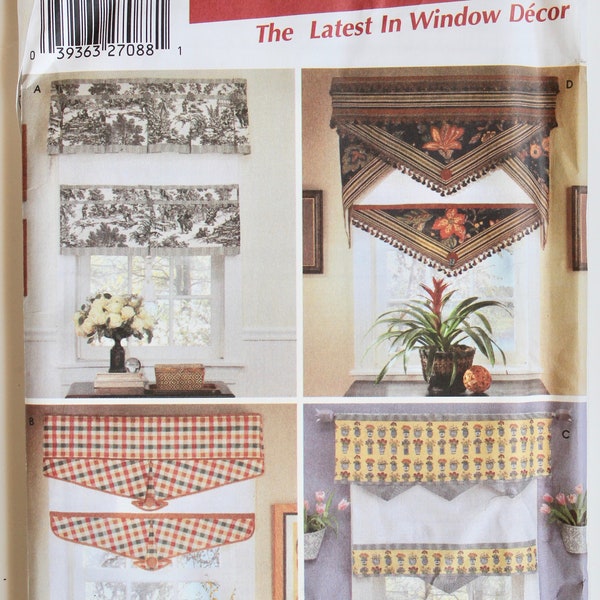 Window Toppers Valances and Shades Curtains Sewing Pattern Simplicity Home Decorating 5342 - UNCUT