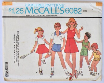 Vintage 1970s Childrens Sportswear/Athletic Clothes Sewing Pattern McCall's 6082 Size 4 UNCUT