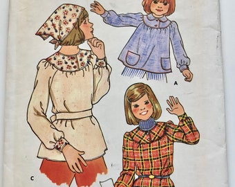 Childs Sewing Pattern Vintage 1970s Girls Gathered Top with Yoke Neckline Sewing Pattern Size 8 Butterick 4453 - UNCUT