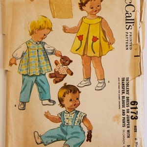 1960s Infant Pattern -Overall, Shirt, Dress, and Pant Size 6 months McCalls 6173