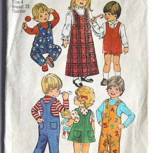 Childs Sewing Pattern Vintage 1970s Childs Overall/Jumper Sewing Pattern Size 4 Simplicity 5382 image 1