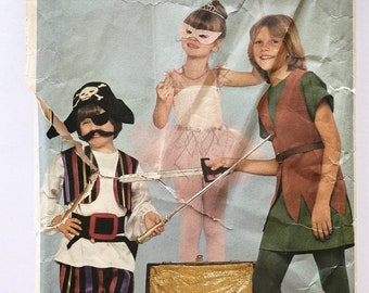 Halloween Costume Sewing Pattern - Child's/Toddlers Sizes Small - Pirate, Peter Pan, and Fairy Princess/Ballerina Costumes - Butterick 4010