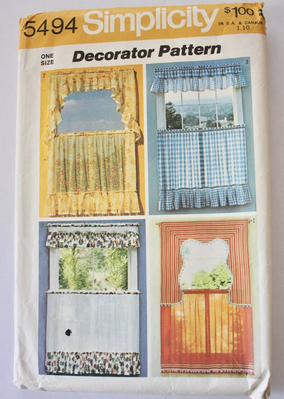 Vintage 1970s Cafe Style Kitchen Curtains Sewing Pattern Etsy
