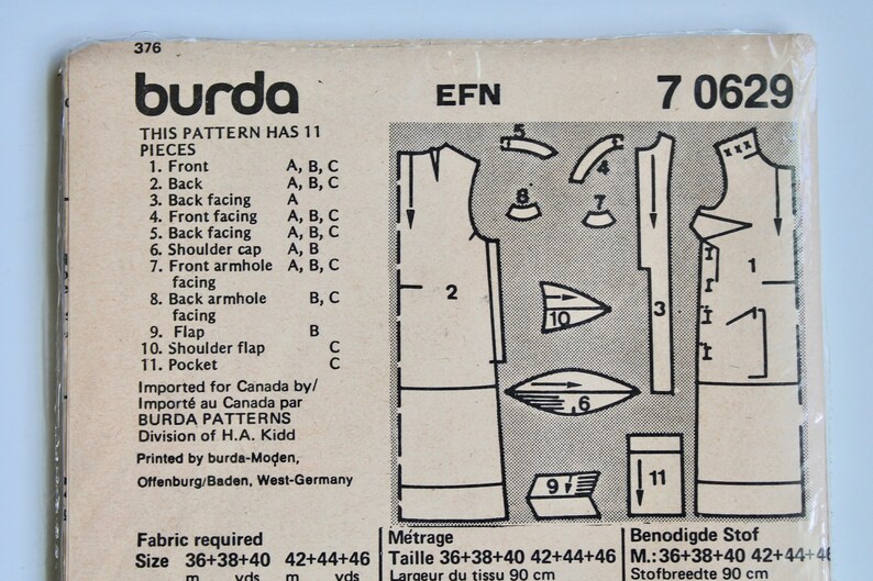 Vintage 1970s Women's Tunic Top or Jumper/dress Sewing Pattern Size 36