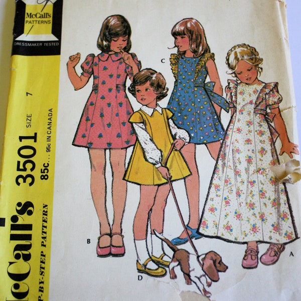 Vintage 1970's Girls Dress/Jumper Pattern Size 7