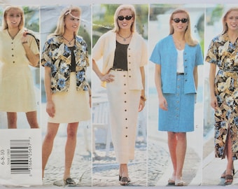 Vintage Sewing Pattern 1990s Separates - Women's Slim Button Front Skirt, Dress, Blouse Pattern Size 6-8-10 Butterick 5048 UNCUT