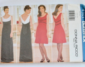 Vintage Sewing Pattern 1990s Womens Formal Fitted Sheath Dress by Donna Ricco Size 6-8-10 Butterick 5263 UNCUT