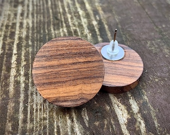 Rosewood Stud Earrings, 1 inch stud earrings, Wooden Earrings, Wood Stud Earrings, Wood Post Earrings, Natural Wood Studs, Round Earrings