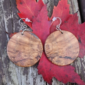 Oak burl Earrings, Wood Earrings, Nature Jewelry, Michigan Wood, Gift for Her, Round Wood Earrings