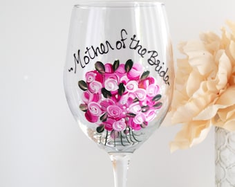 PERSONALISED WINE GLASS MOTHER OF THE BRIDE GIFT MAID OF HONOR GIFT WEDDING
