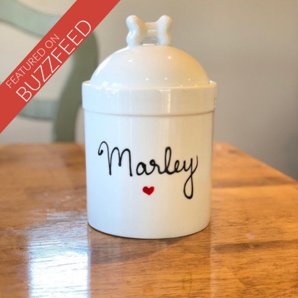 Top Quality Personalized Dog Treat Jar with Custom Names, Dog Treat Jar, Small / Medium - Dog Food Container - Dog Gift Christmas - Puppy