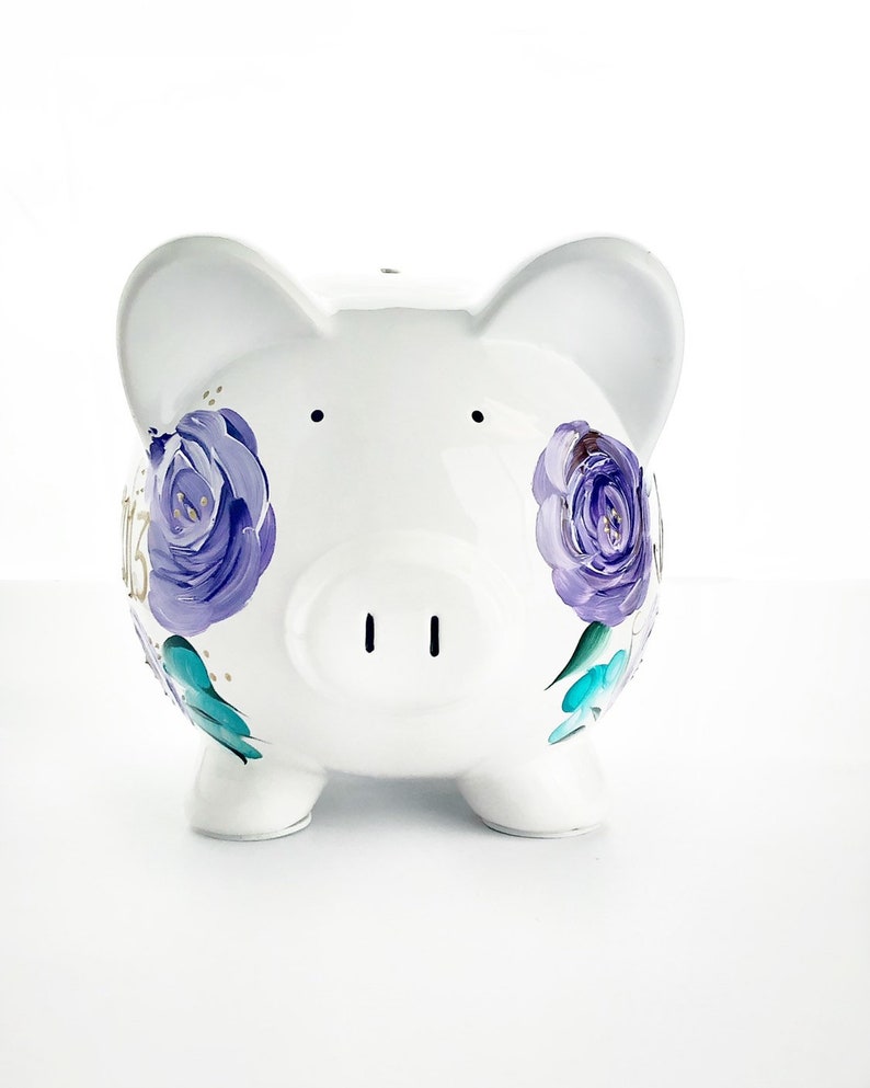 Large BOHO PAINTED PIGGY Bank Baby Girl Gift Personalized Etsy