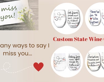 Sisters Long Distance Sister Wine Glass, Personalized Sister Gift, All Countries and States Available Hand Painted Stemless Wine Glass