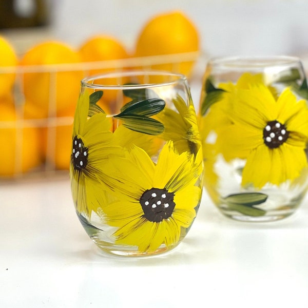 Sunflower Glasses Etsy