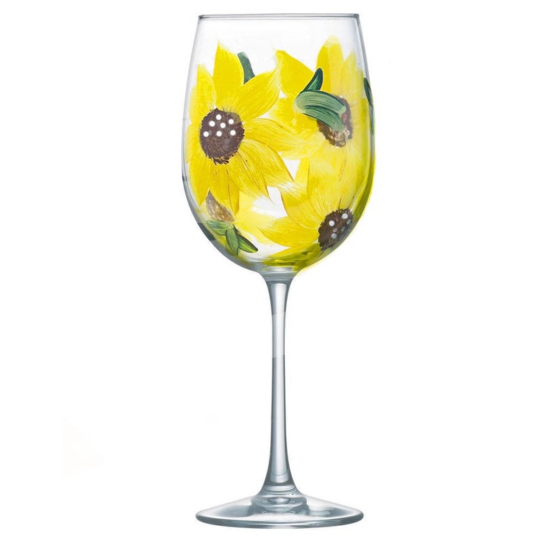 Sunflower Wine Glass Sunflower Gift Ideas Spring Wine Etsy