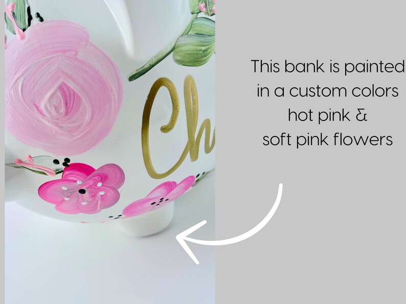 Custom Hand-Painted Piggy Bank for Girls Personalized Boho Chic Nursery Decor, Unique Baby Shower Gift, Heirloom Keepsake Easter Gift image 5