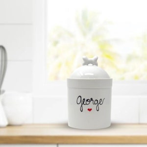 Personalized Dog Treat Container, Large Dog Treat Jar with Name and Paw Print, New Dog Gift, Puppy Gift, Dog Lover Gifts, Custom Pet Jar