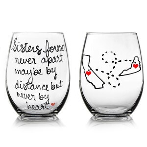 Personalized Sister Wine Glass Hand Painted, Custom Long Distance Gift, Unique Birthday Mother's Day Present, Customizable with Sister Quote image 3