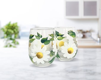 Daisy Wine Glass , Daisy Gifts, Daisy Flower Cup, Daisy Flower Stemless Wine Glass, Daisy Glass, Daisy Gifts For Her, Daisy Gifts Women