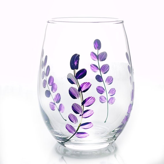 Spring Flowers Hand Painted Wine Glasses, Set Of 4