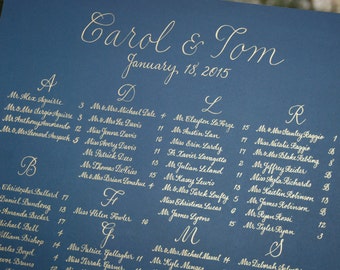 Wedding Seating Chart - Hand Calligraphy  20 x 30" Wedding Table Number Signage  Place Cards, Escort Cards and Table Numbers Also Available