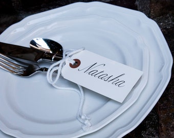 Wedding Table Setting  / Personalized Hand Calligraphy Place Cards - Hand Made to Order - Calligraphy Envelope Addressing Also Available