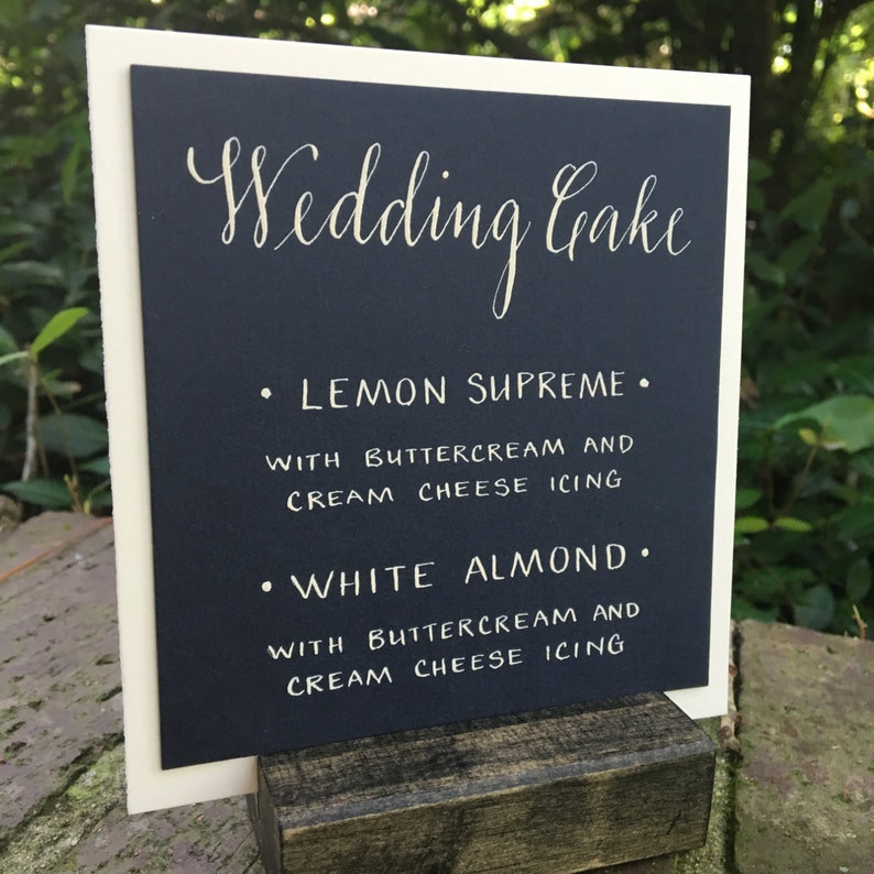 Custom Hand Calligraphy Wedding Signs Card Stock Colors of
