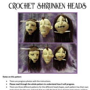 Crochet shrunken heads PDF pattern