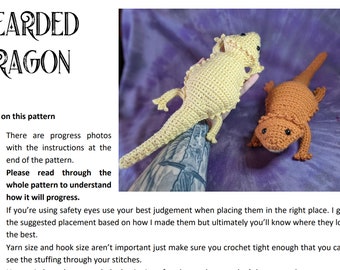 Patrón de crochet PDF dragón barbudo