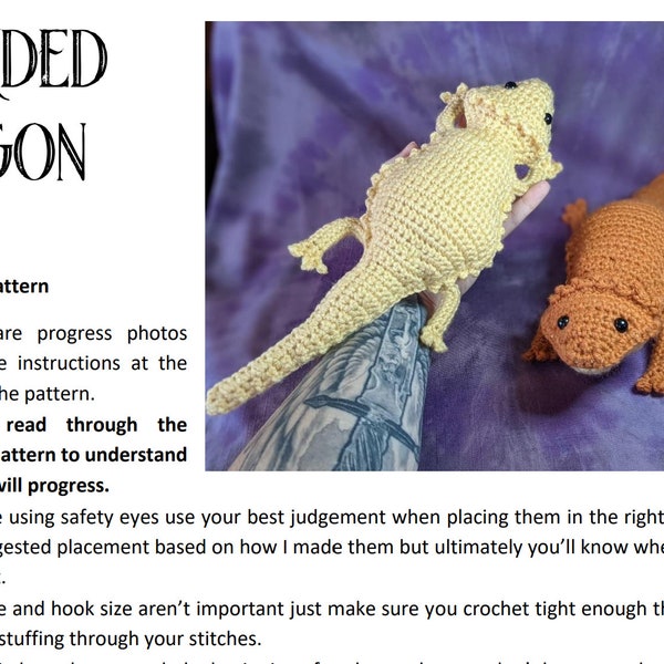 Bearded dragon PDF crochet pattern
