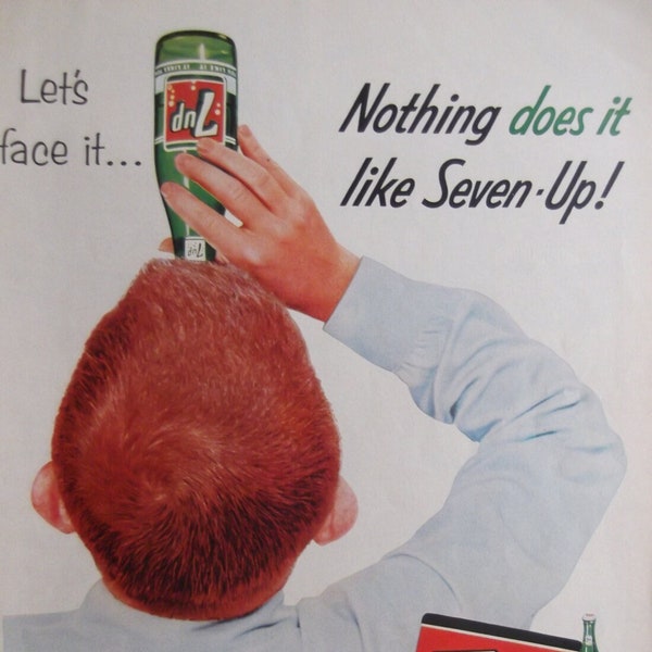 7-UP AD Original 1950s Vintage Magazine Ad Kitchen Print Cafe Decor Ready To Frame Additional Ads Ship Free