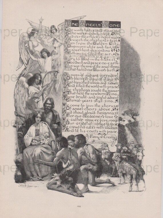 The Angel S Song Poem By Fanny J Crosby Baby Jesus 1900 Etsy