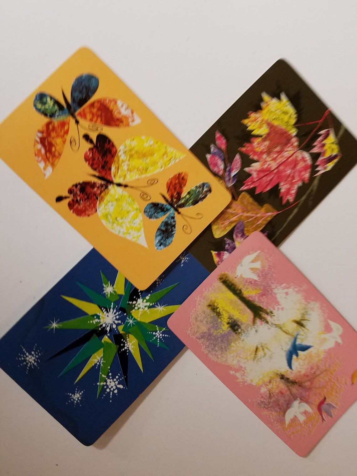 4 SEASONS PLAYING CARDS Arts & Craft Mixed Media Vintage Etsy