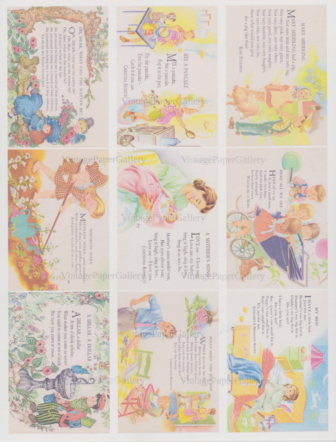 DOWNLOAD NURSERY RHYMES Mother Goose 9 Printable Images | Etsy
