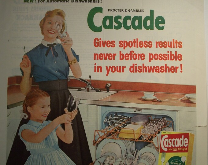 1956 CASCADE SOAP ADVERTISEMENT / Kitchen Decor Soap Vintage