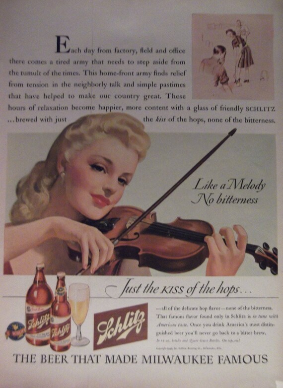 Retro Schlitz Beer Ad Original 1940er Jahre Vintage Bier Etsy