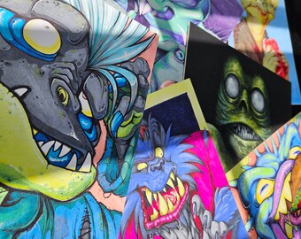 Original Marker, Pen, and Pencil drawings of Monsters on 6x8" mat board