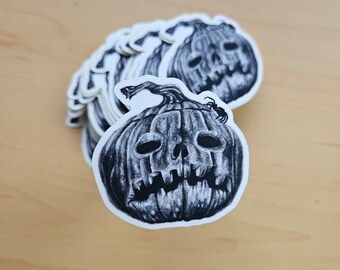 Pegatina de vinilo de calabaza de Halloween antigua