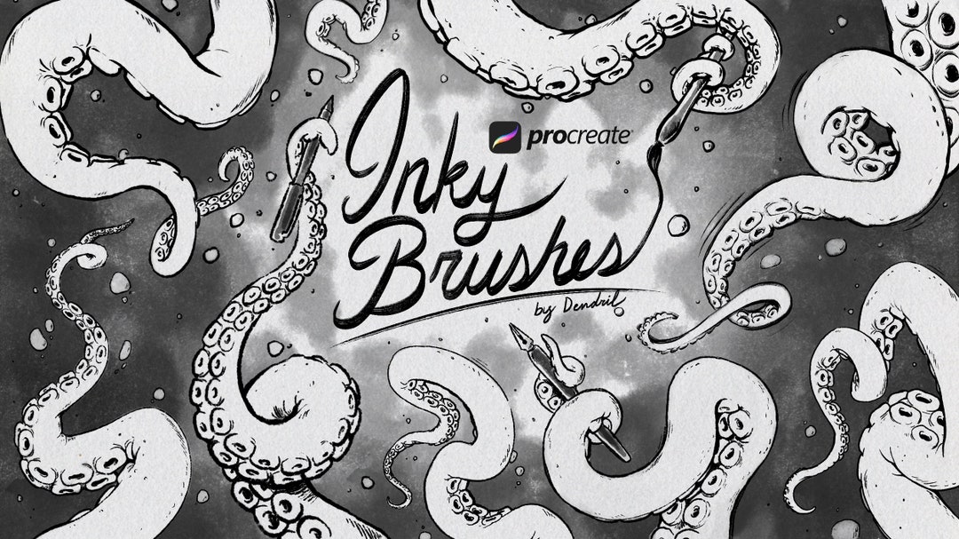 Dendril's Inky Brushes for Procreate Ink Fountain Brush Pen digital