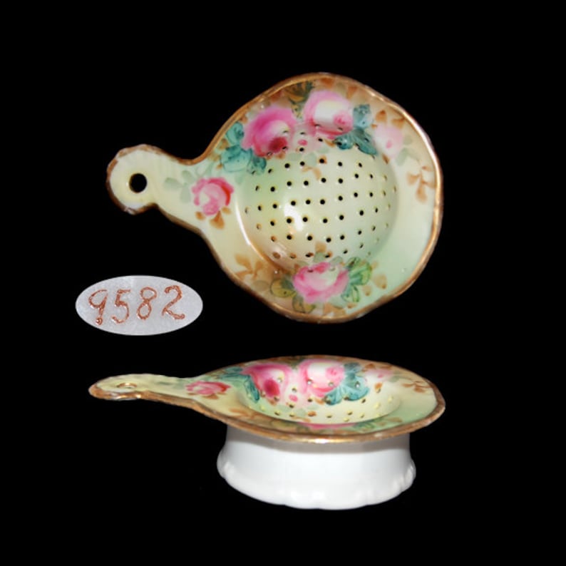 Vintage Porcelain Floral and Gold Trim Tea Strainer and Etsy