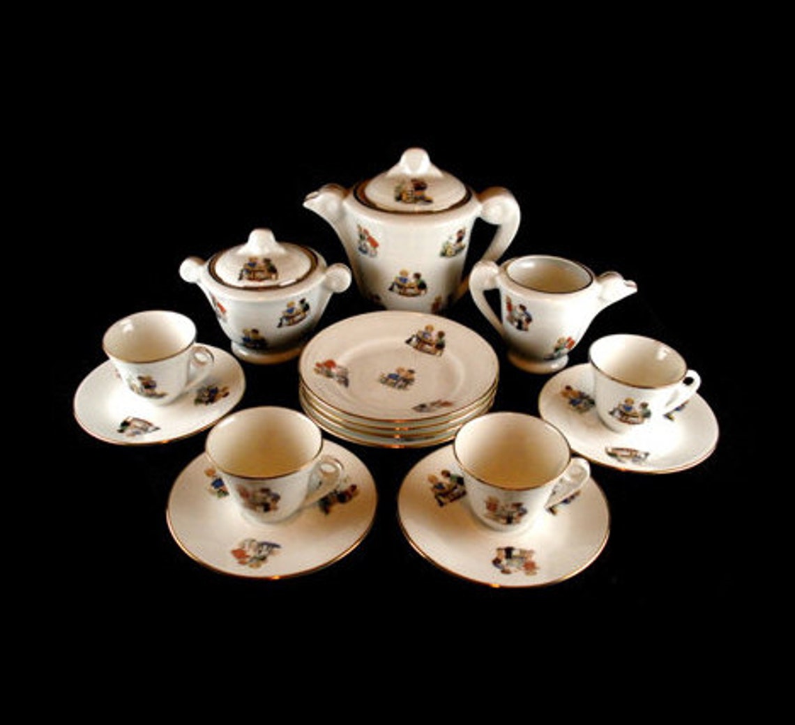 Antique 17 Pc. Child's Boys and Girls Tea Set France Etsy