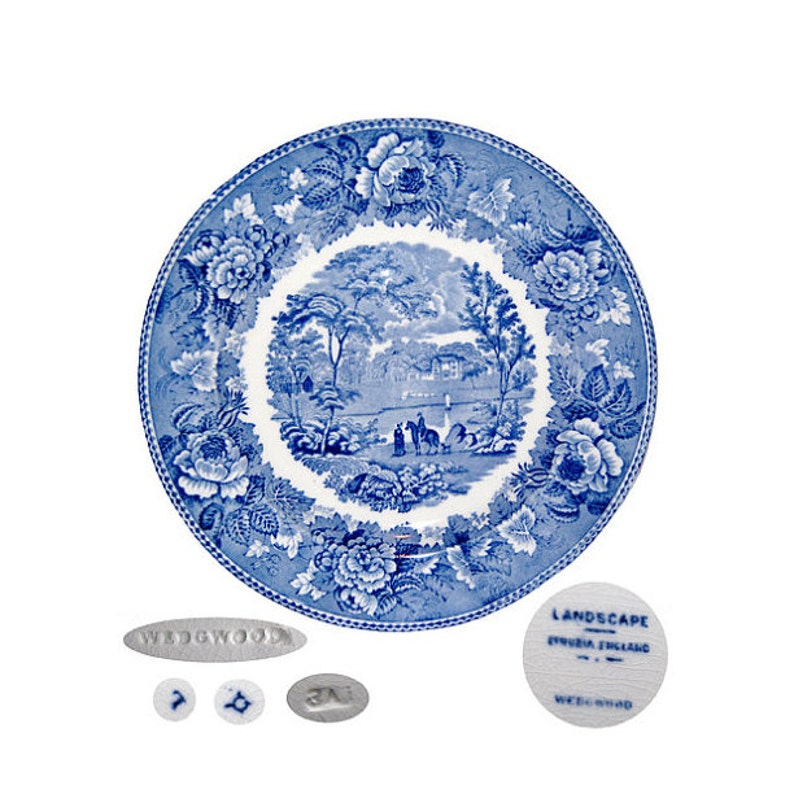 Vintage Wedgwood China Blue Landscape Dinner Plate Etsy