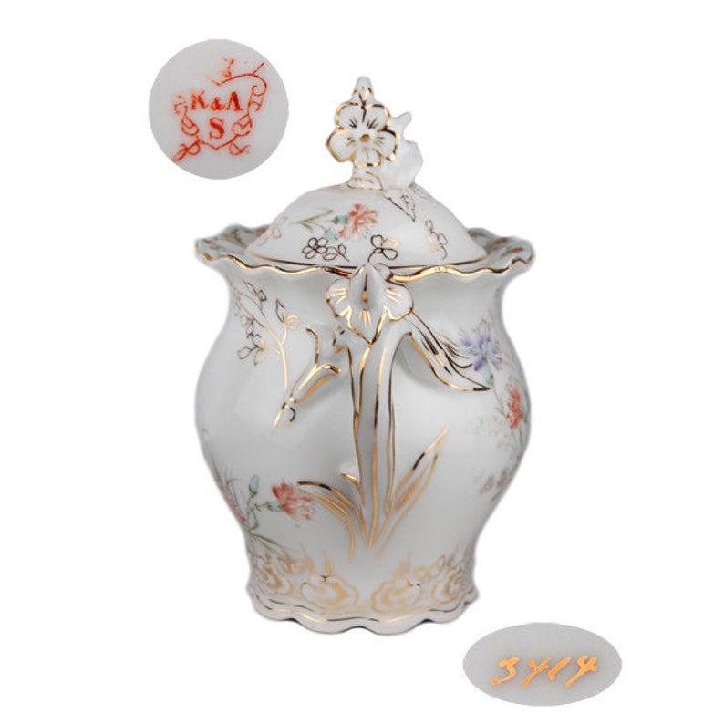 Antique Krautheim & Adelberg Selb Hand Painted Covered Sugar Etsy