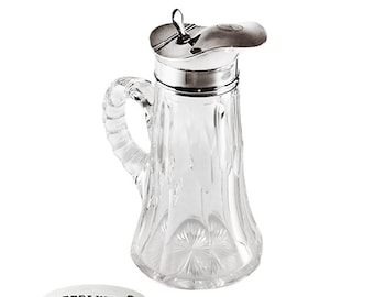 Antique Sterling and Crystal Syrup Pitcher - with Monogram