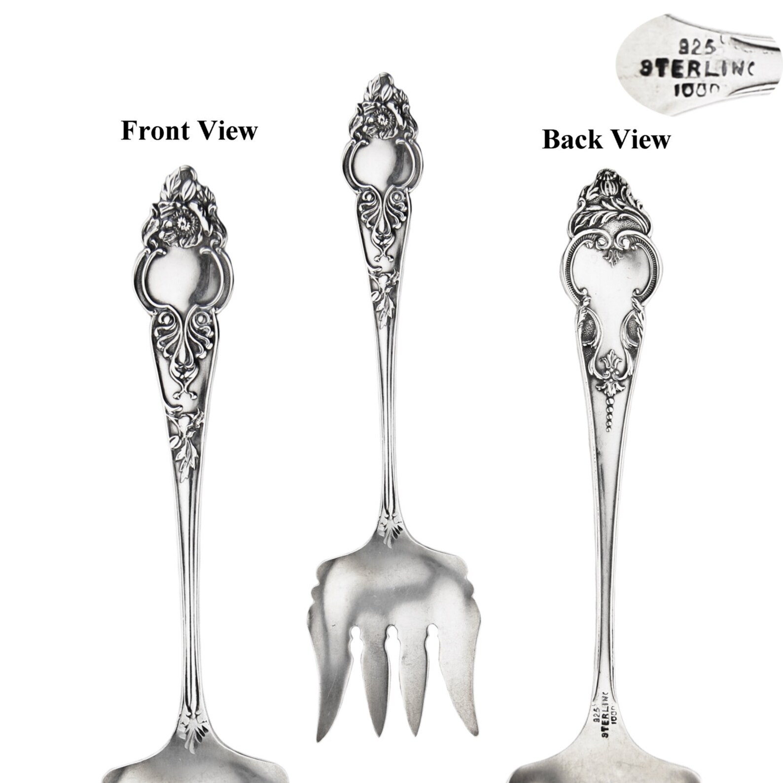 Vintage 925/1000 Sterling Silver Small Fourprong Serving Fork Etsy