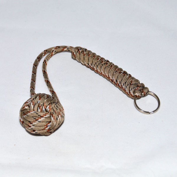 Paracord Key Chain, Monkey Fist Keychain, Braided Keychain 550 Paracord, Camouflage Paracord, Survival Gear, Self Defense